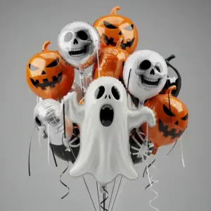 Set decorativo de calabazas y esqueletos espeluznante