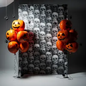 Photocall Halloween con fondo de calaveras