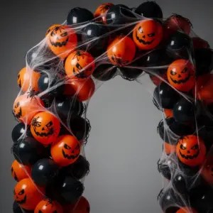 Arco de globos Halloween negro y naranja