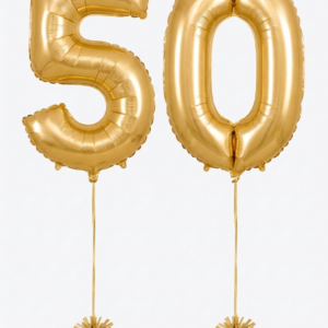 Dos globos de números rellenos de helio