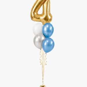 Ramillete de globos de helio con número 4 dorado