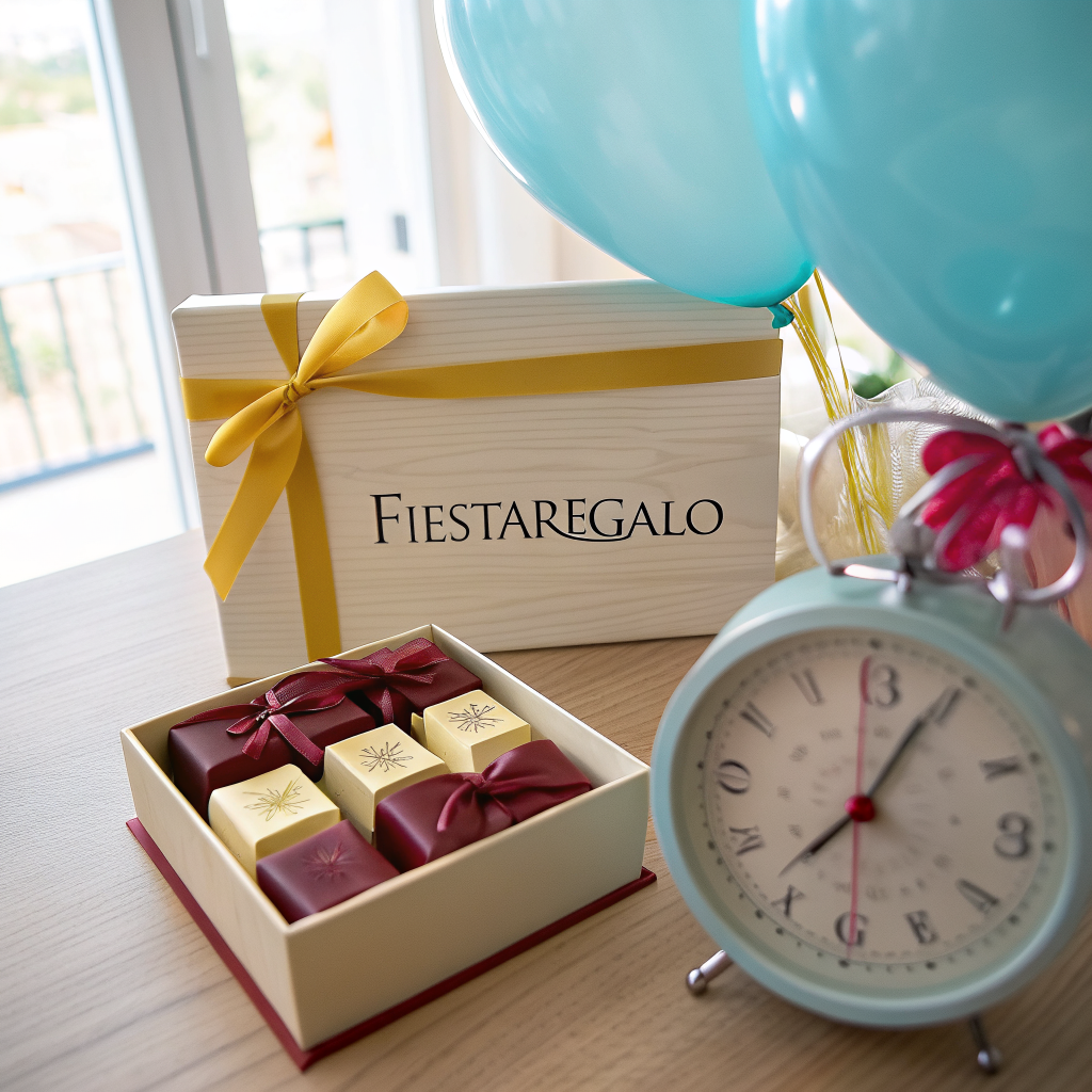 Caja de regalo sorpresa con globos de helio a domicilio en Madrid