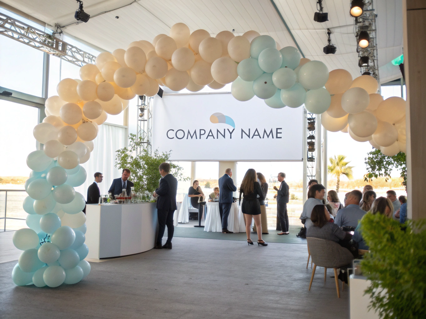 Decoración corporativa y de marca con globos en Madrid