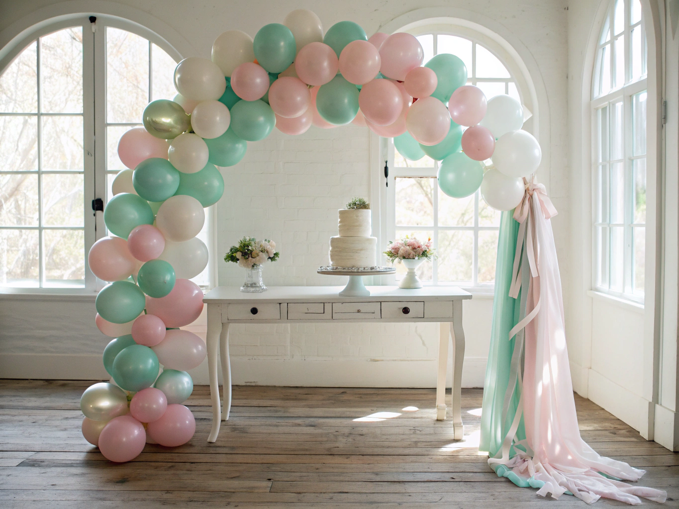 Decoración con globos orgánicos para cumpleaños en Madrid