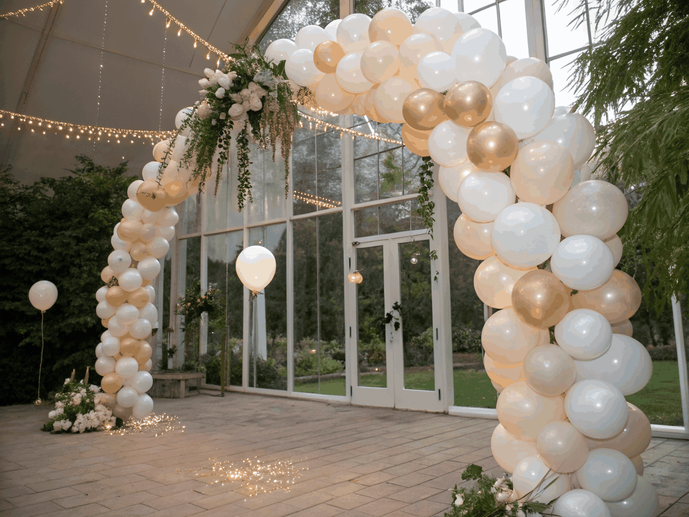 Instalación elegante de globos para bodas en Madrid
